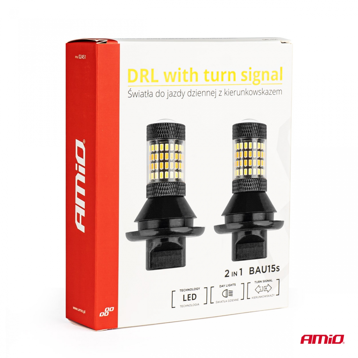 2in1 LED Daytime Running Lights with Turn Signal PY21W AMIO-02451