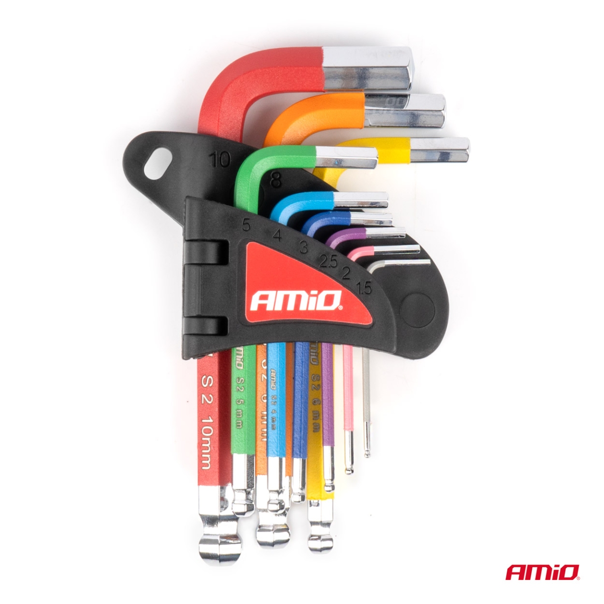 Chiavi a brugola esagonali con sfera, chiavi a brugola corte, set da 9 pezzi, S2 AMIO-04298