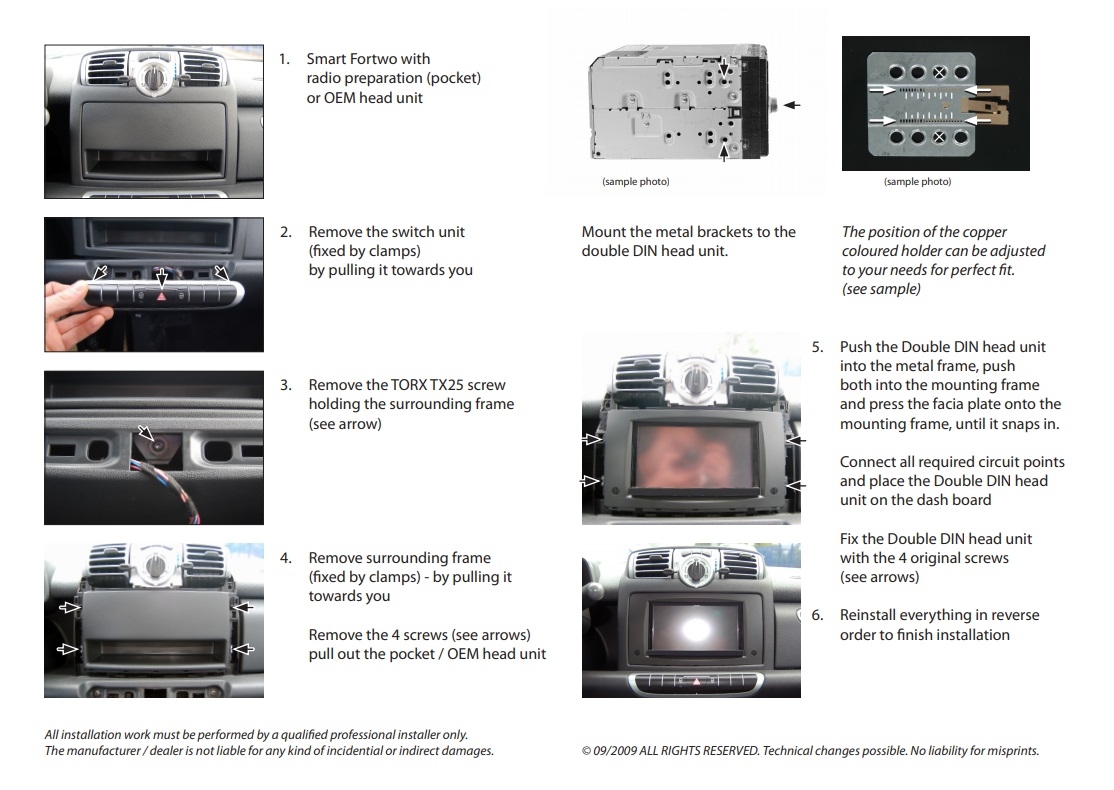 Rádió keret 2 DIN Smart Fortwo 2007->