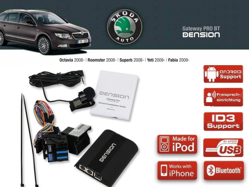 Dension Pro BT,AUX,USB,iPod,iPhone,ID3 - VW Skoda RCD310/510