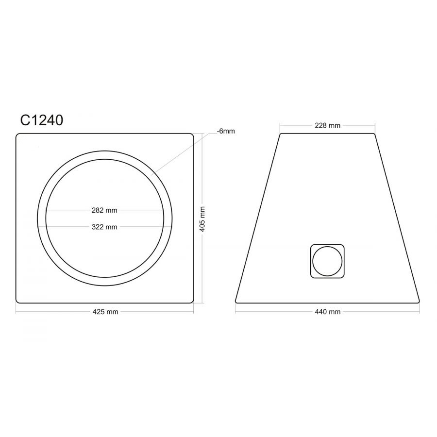 Lukket MDF-kabinett, 12"/30 cm høyttaler, 40 liters volum