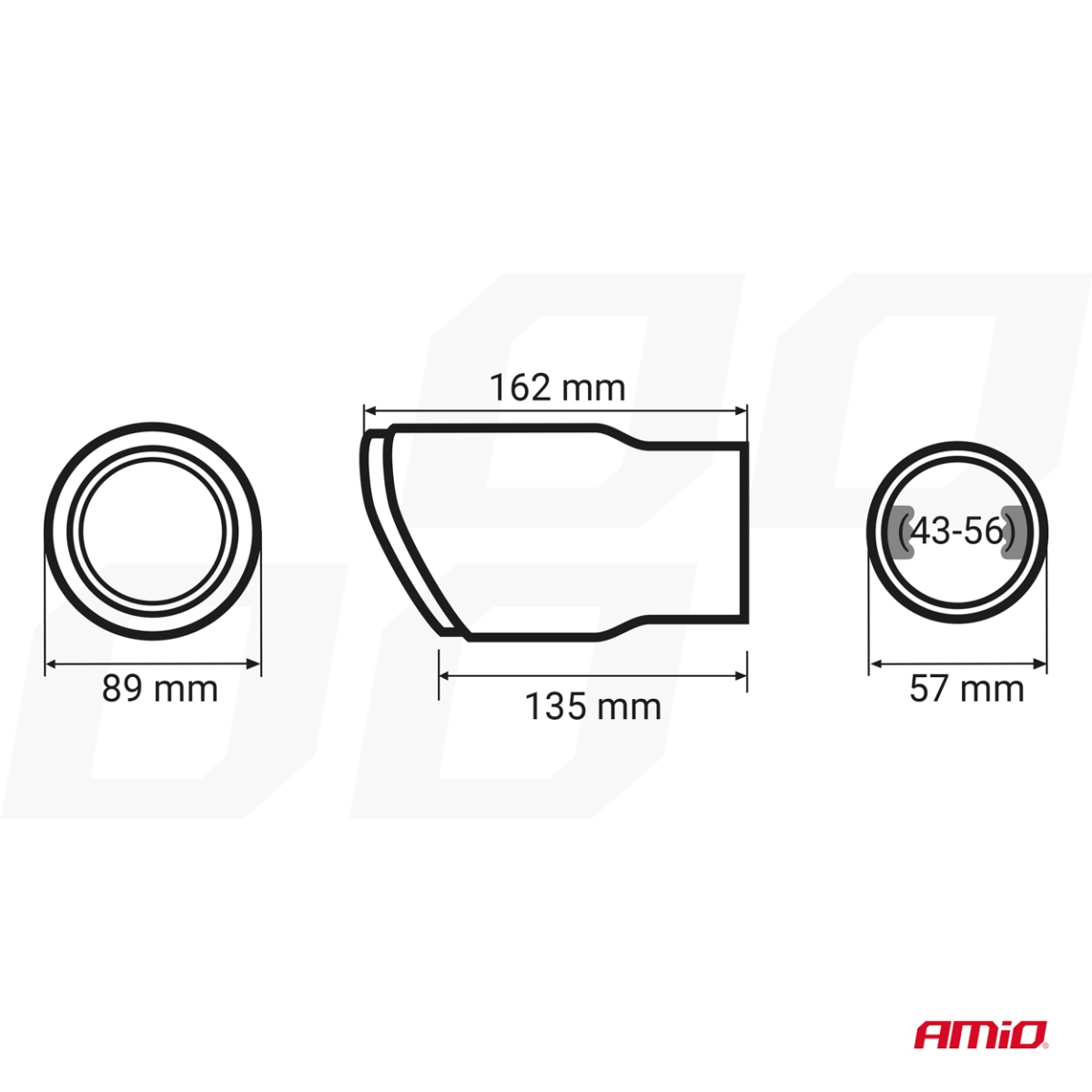 Końcówka tłumika wydechu stal nierdzewna chrom AMIO-04064