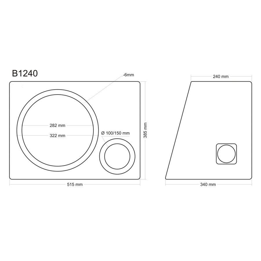 MDF bassreflex enclosure, 12"/30cm speaker, 40 liter volume