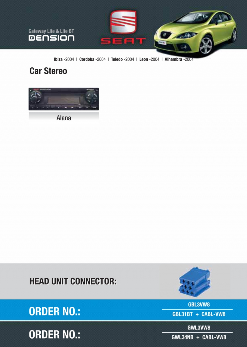 Cyfrowa zmieniarka Dension Bluetooth,USB,iPod,iPhone,AUX - VW,Seat,Skoda