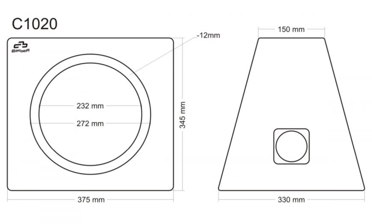 Obudowa głośnikowa 25cm/20l skośna