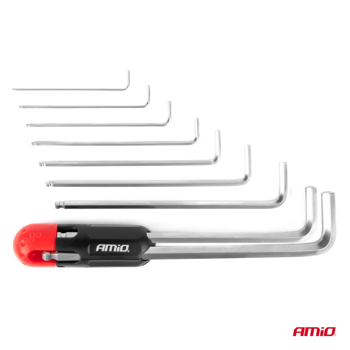 Chiavi a brugola esagonali con sfera, chiavi a brugola extra lunghe, set CRV, 9 pezzi AMIO-04303