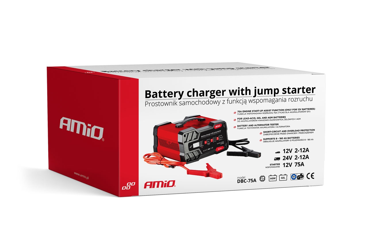 Gleichrichter mit Startfunktion, Batterieladegerät 12V, 24V max 12A Boost 75A 12V AMIO-02400