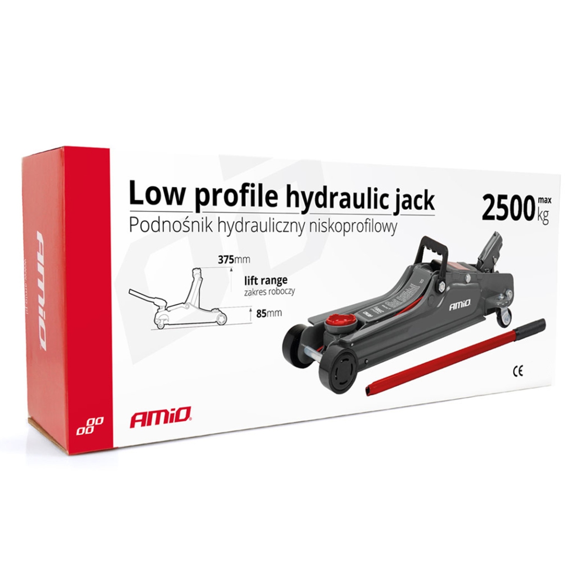 Podnośnik hydrauliczny niskoprofilowy żaba 2,5T 2500 kg CE AMIO-02501