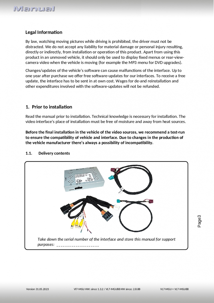 Adapteri BMW MGU:lle, HSD+2 peruutuskameralle