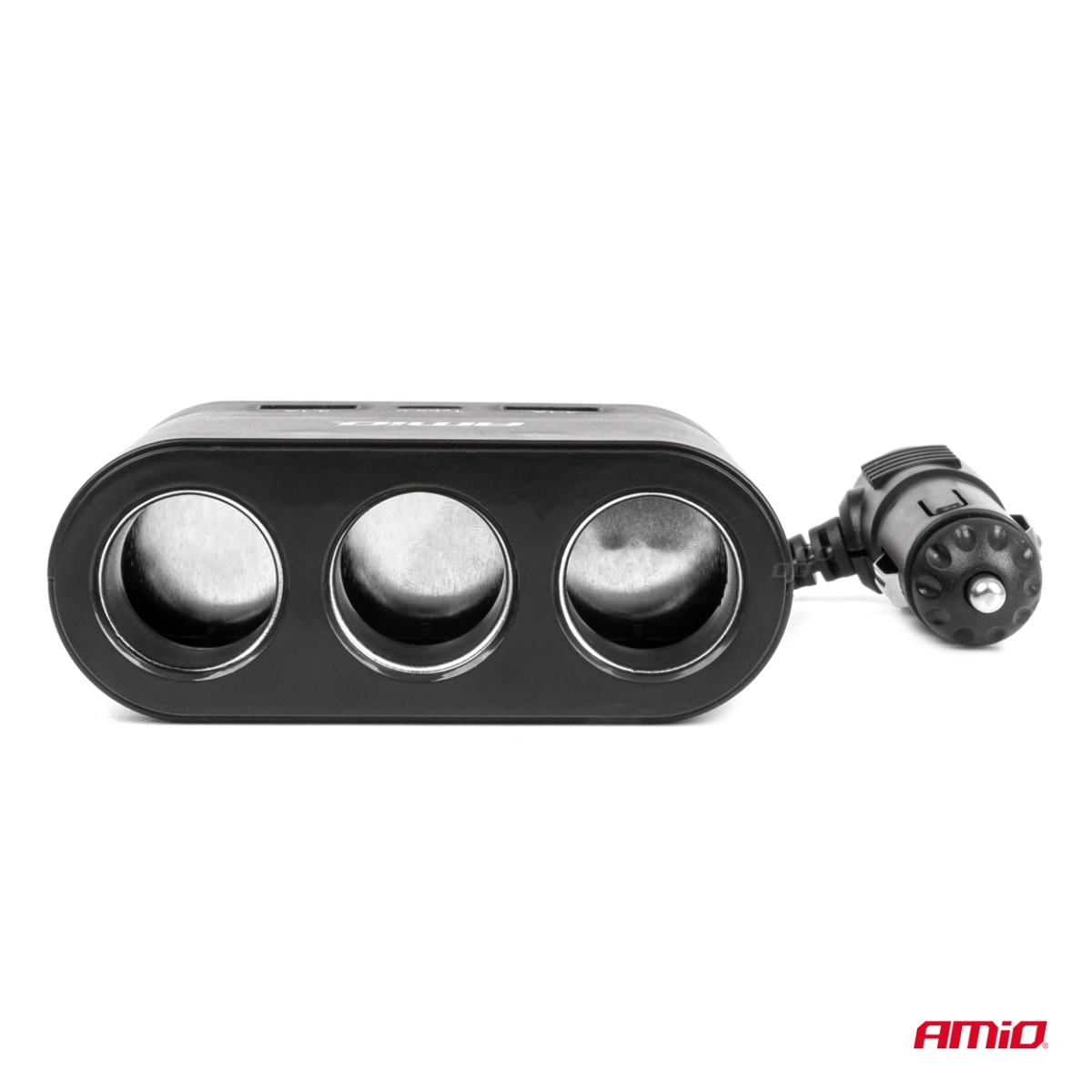 Rozdzielacz gniazda zapalniczki z ładowarką 2x USB-A 1x USB-C 12V 24V 120W 70cm AMIO-04361