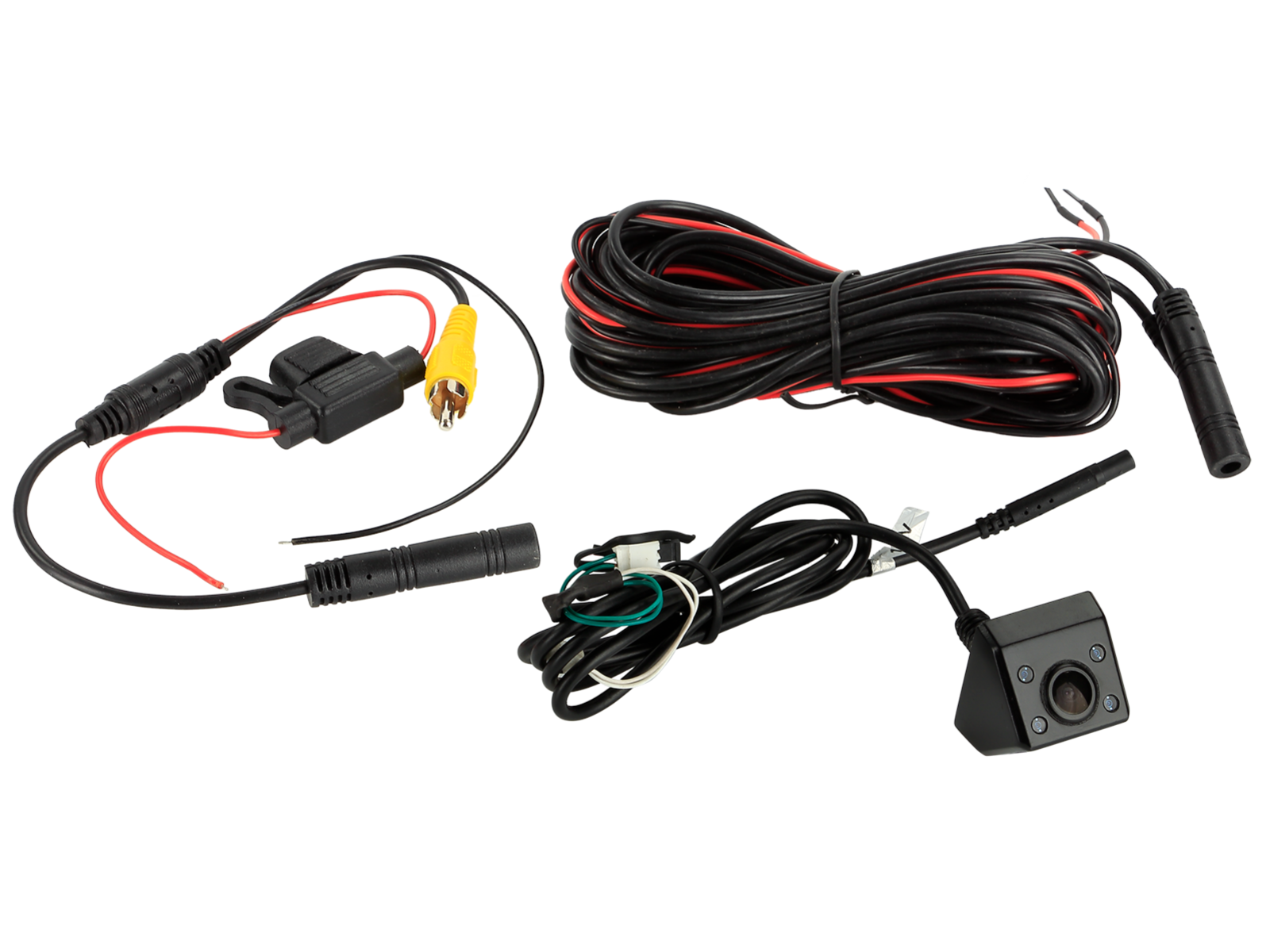 Uniwersalna kamera cofania z liniami, kwadratowa, pod podbudowę, obok podświetlenia tablicy.