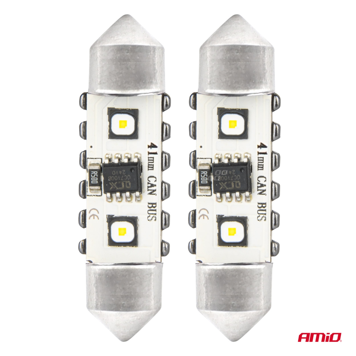 Żarówki LED CANBUS Festoon C5W 2SMD 3838 41mm White 12V 24V AMIO-04250