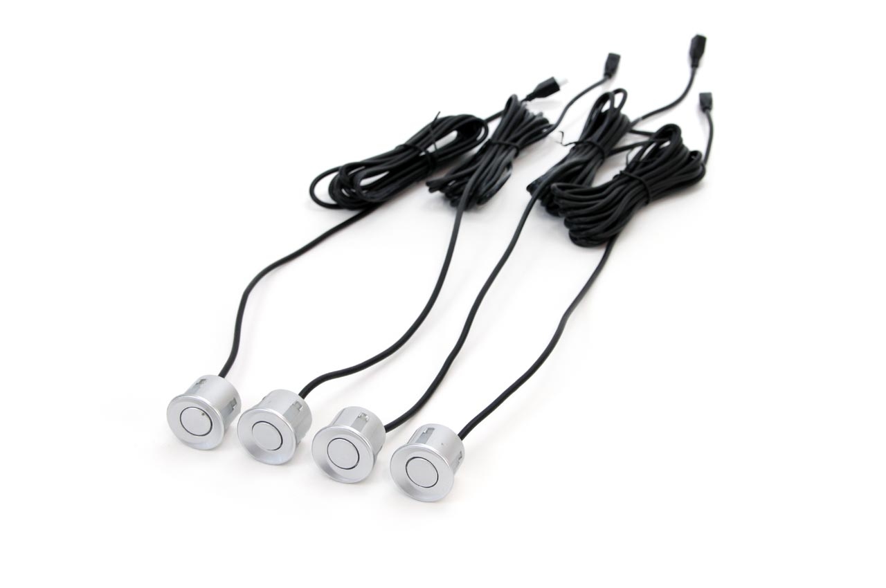 Kit sensori di parcheggio retromarcia a LED, 4 sensori argento, AMIO-01564