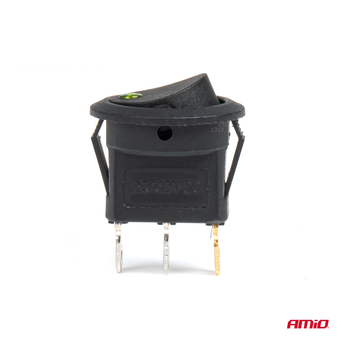 Włącznik przełącznik przycisk okrągły 12V 20A ON OFF podświetlenie zielone AMIO-03964