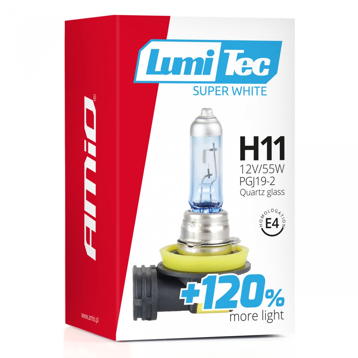 Halogén izzó H11 12V 55W LumiTec Super White +120% AMIO-02139