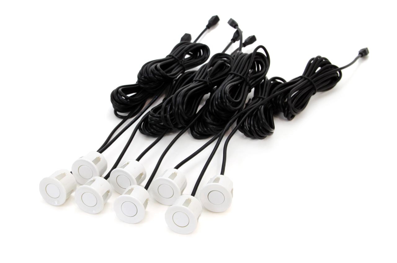 Kit sensori di parcheggio retromarcia a LED, 8 sensori, bianco, AMIO-01601