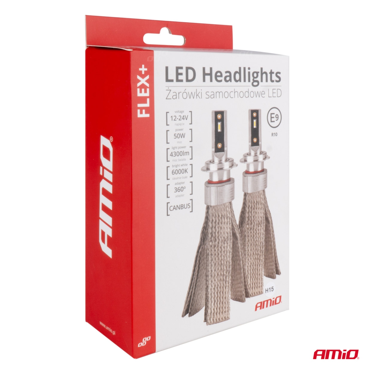 LED-bilpærer FLEX+-serien H15 6000K 12V 24V Canbus AMIO-03666