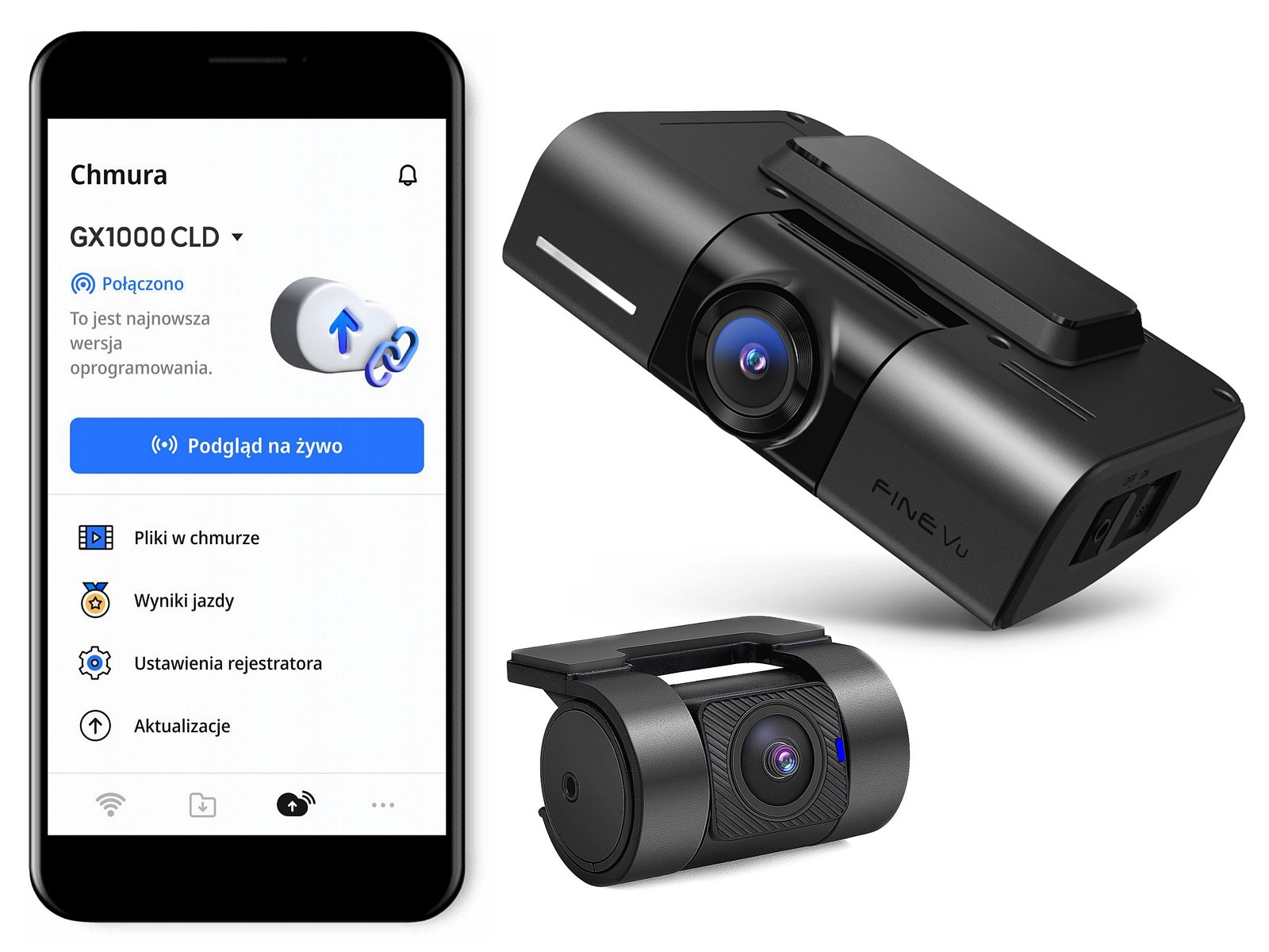 FineVu GX1000 FELHŐVIDEÓ RÖGZÍTŐ /128GB - 2xQHD Felhőfelvétel