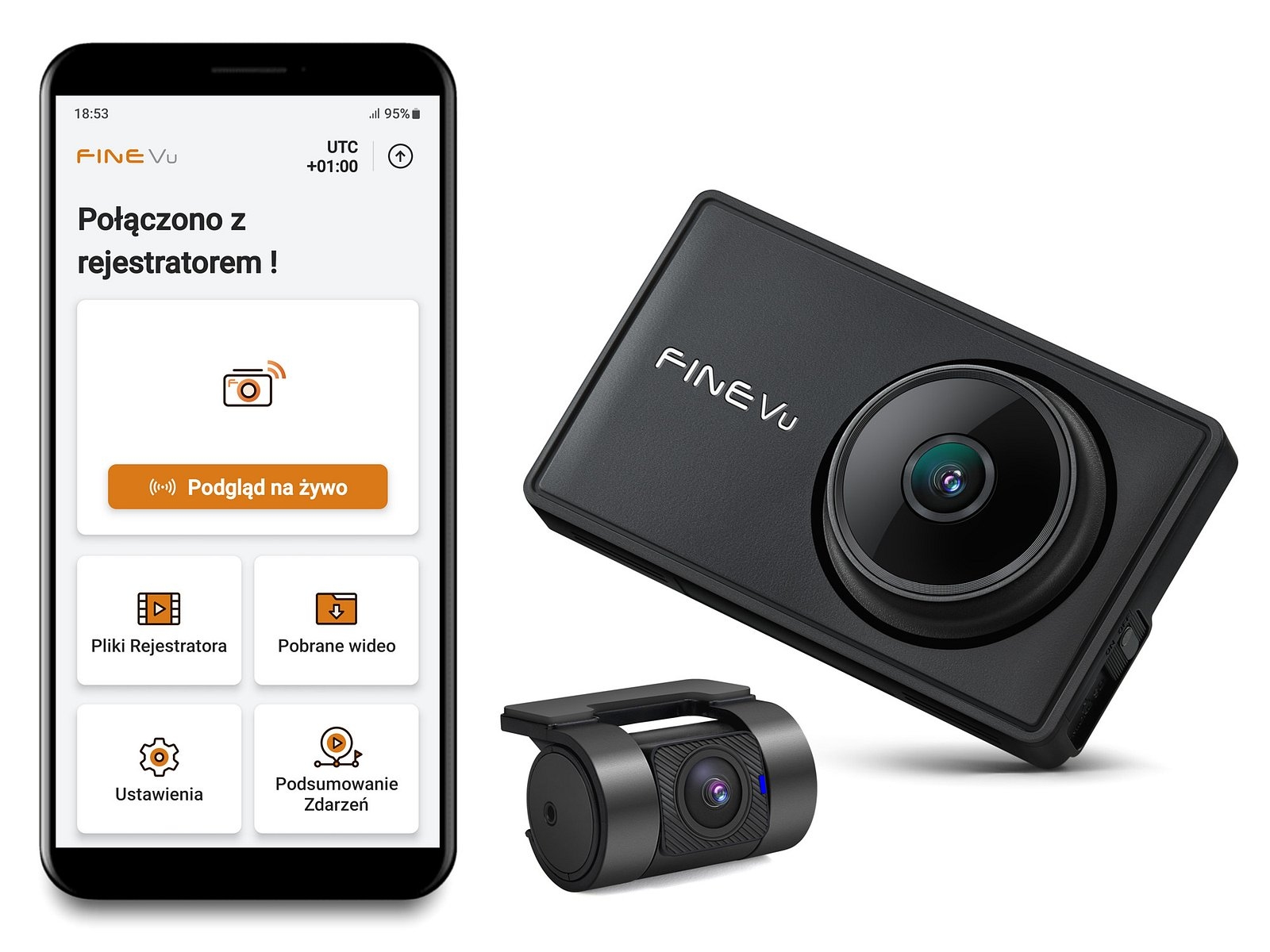 FineVu GX7000 /128GB DVR - QHD+FHD GPS Wi-Fi recording