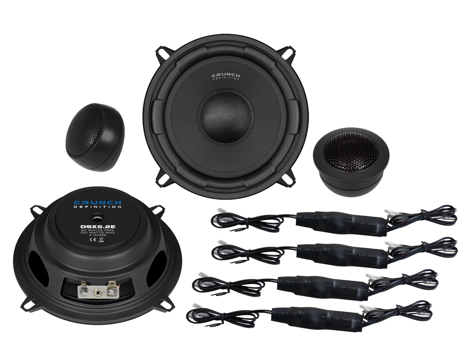 Crunch DSX5.2E – separate høyttalere, mellombassdiameter 130 mm, RMS-effekt 80 watt